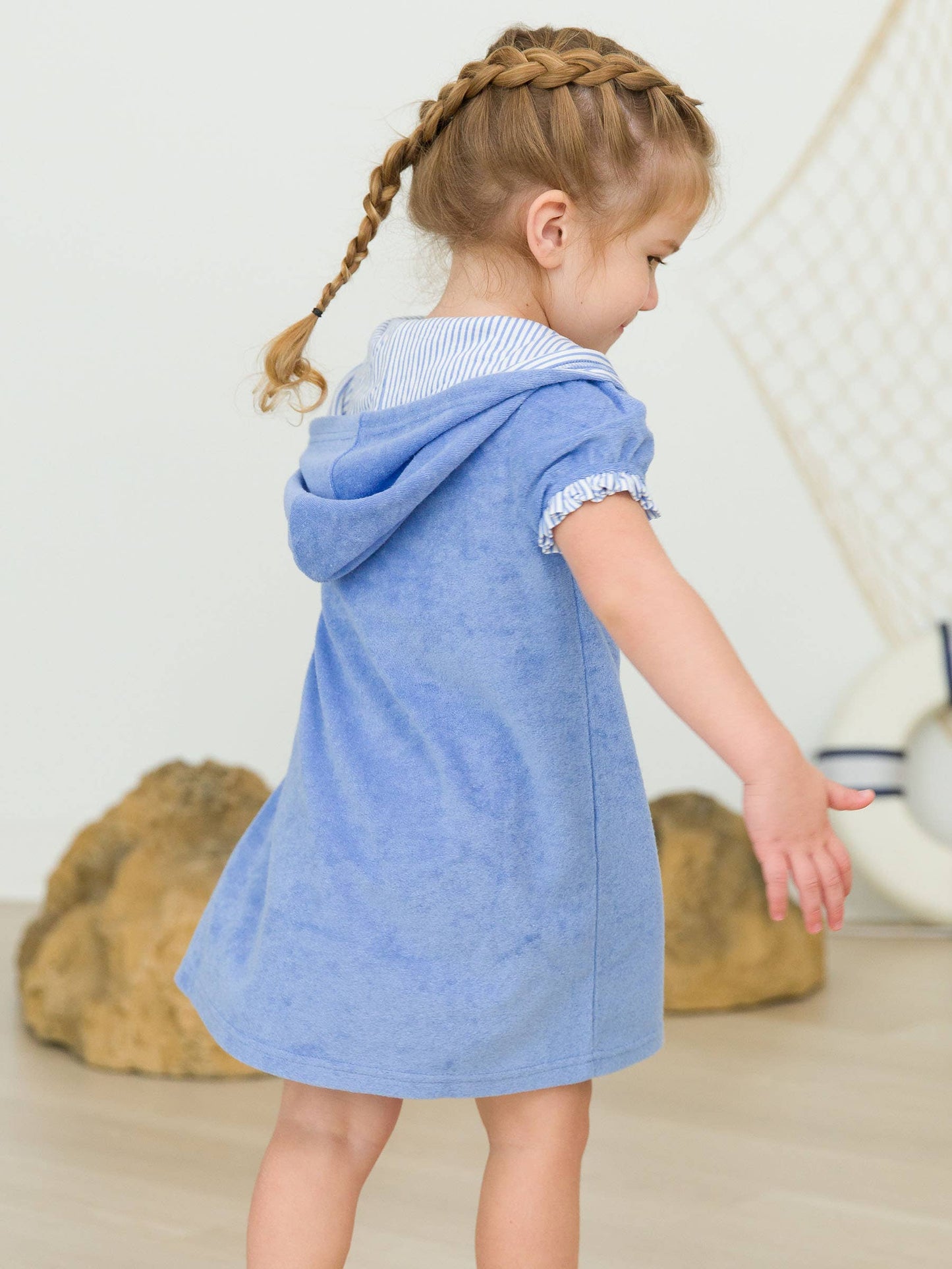 RuffleButts + RuggedButts - Girls Periwinkle Blue Terry Full-Zip Cover Up