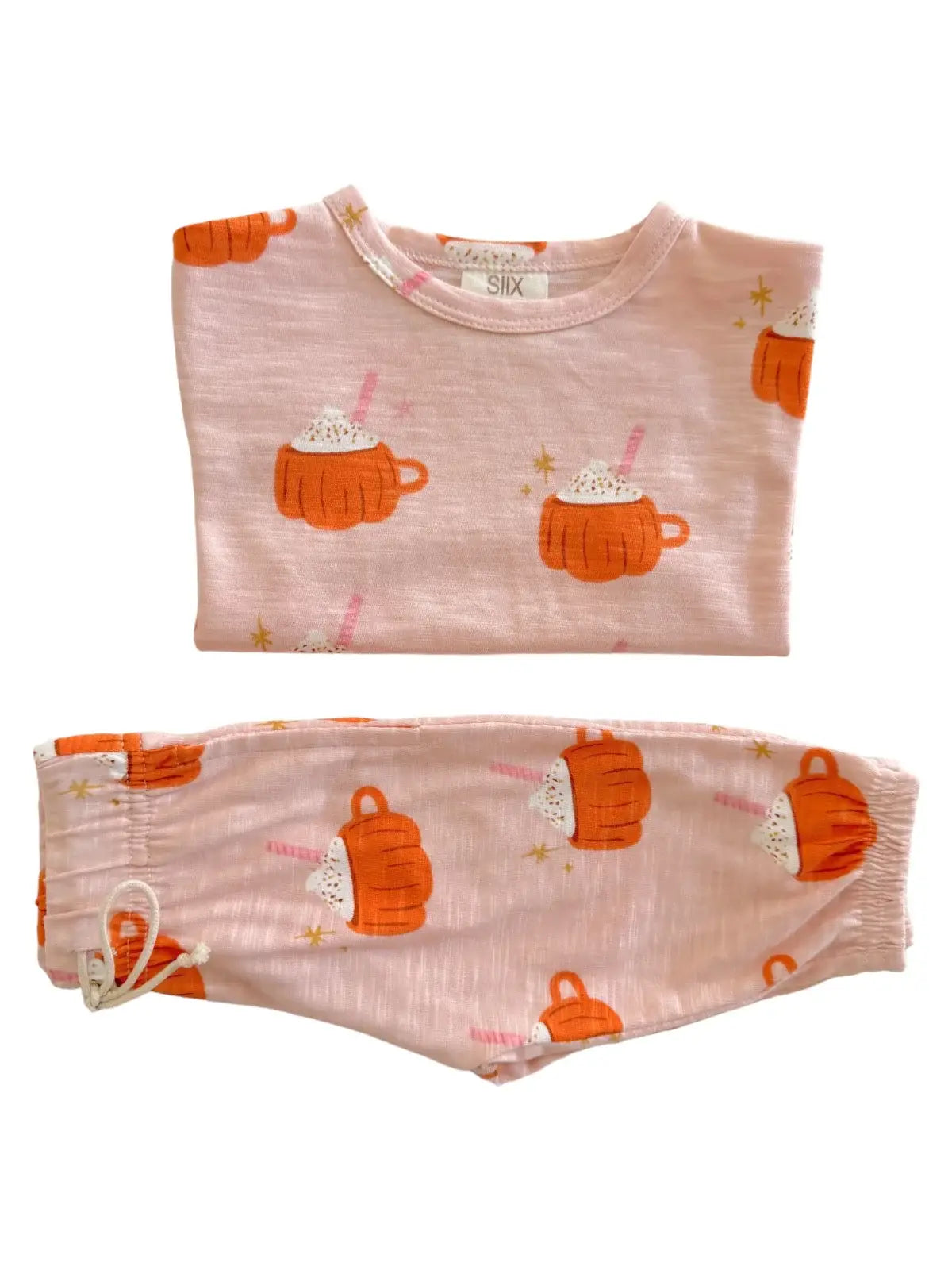 SIIX Collection - Pumpkin Mug Pink / Organic Long Sleeve Tee & Pant Set