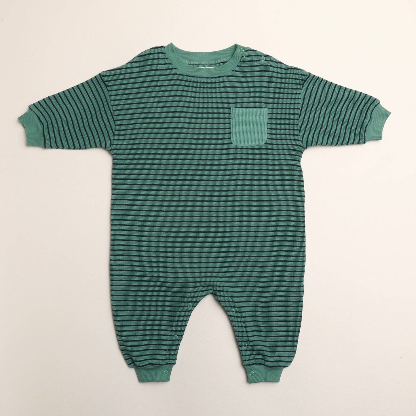 Winnie + Crew - Sammy Romper in Thin Green Stripe