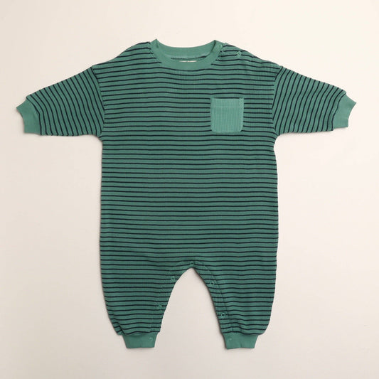 Winnie + Crew - Sammy Romper in Thin Green Stripe