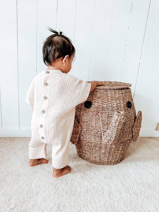 Zoe Jay - Speckled Ribbed Knit Romper