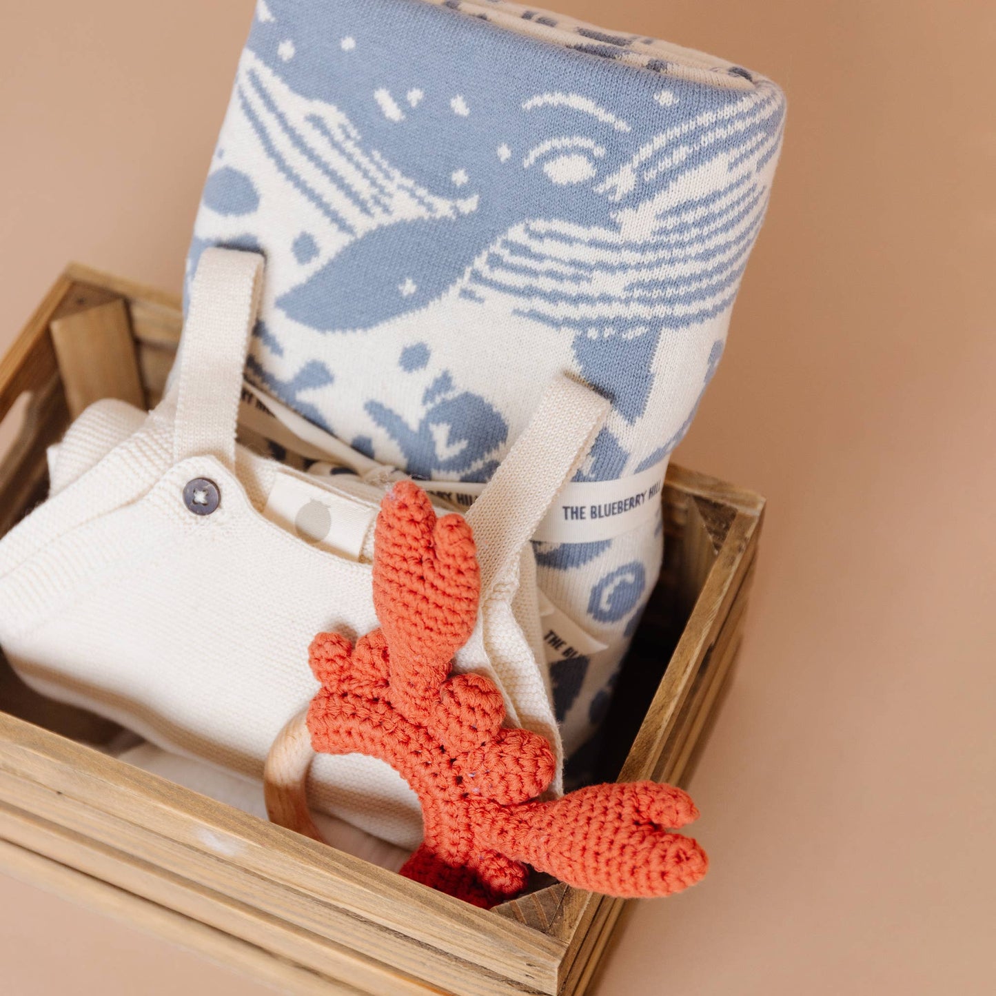 The Blueberry Hill - Teether Crab Crocheted Cotton Baby Gift Spring Summer Beach