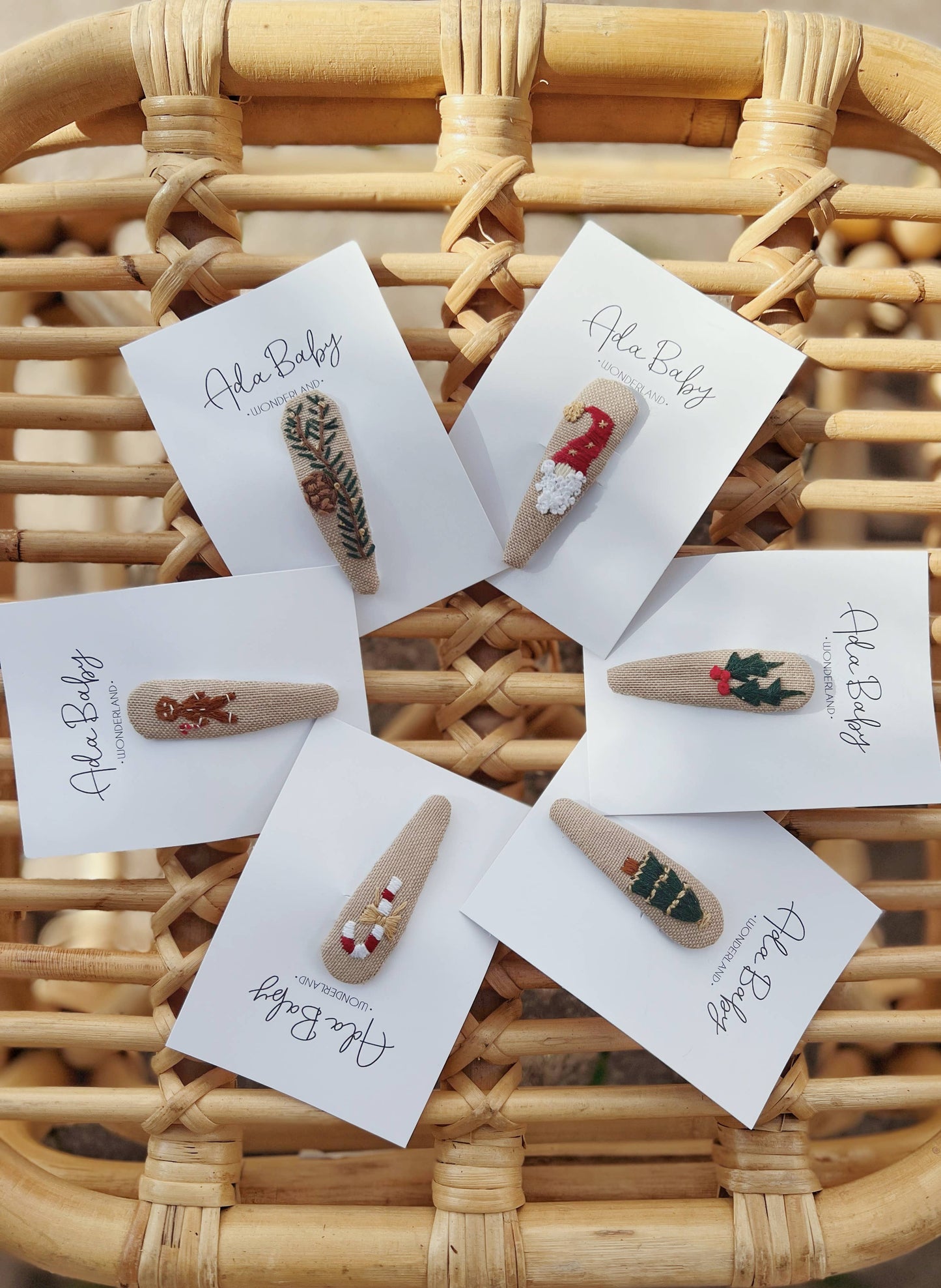 Embroidered Baby Hair Clips: Christmas Tree