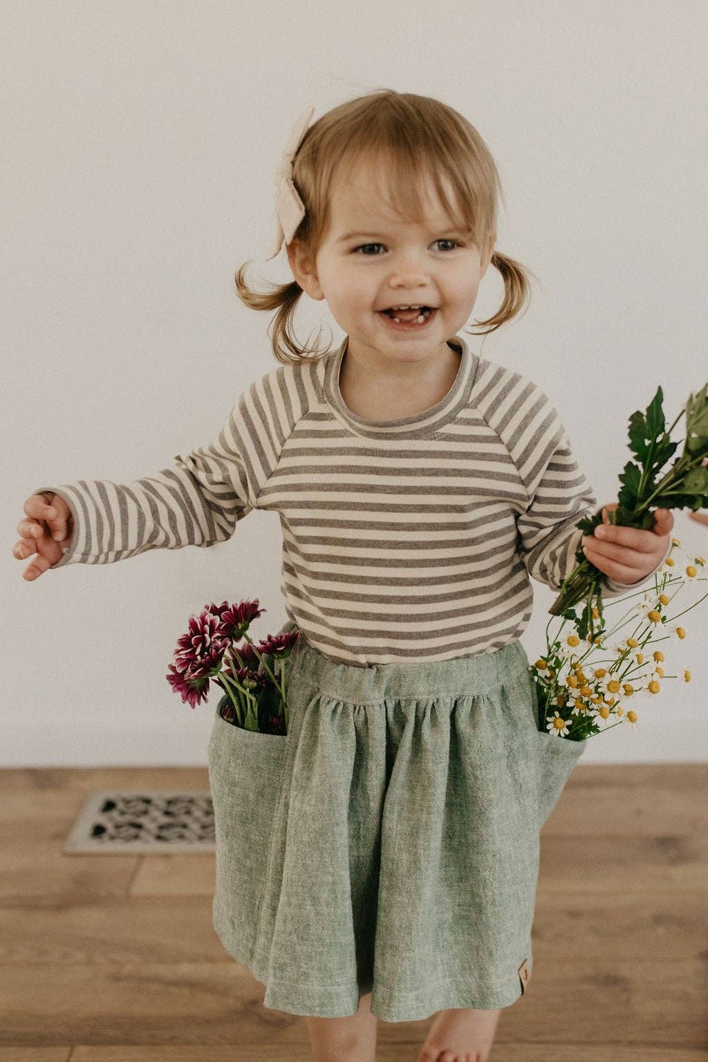 Tate & Adele - Rory Skirt with large side seam pockets and elastic waist