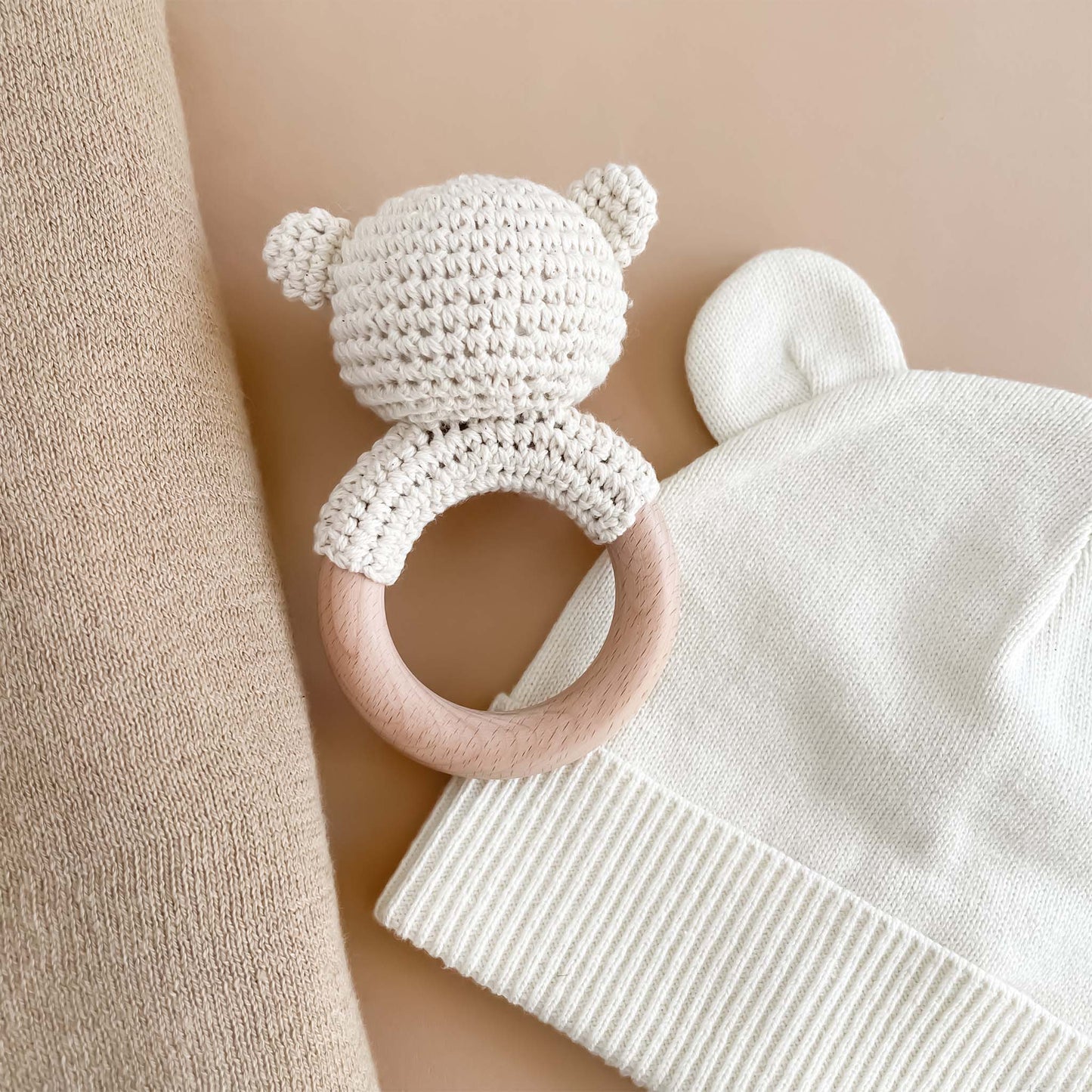 The Blueberry Hill - Teether Bear Cotton Rattle Baby Newborn Gift Toy