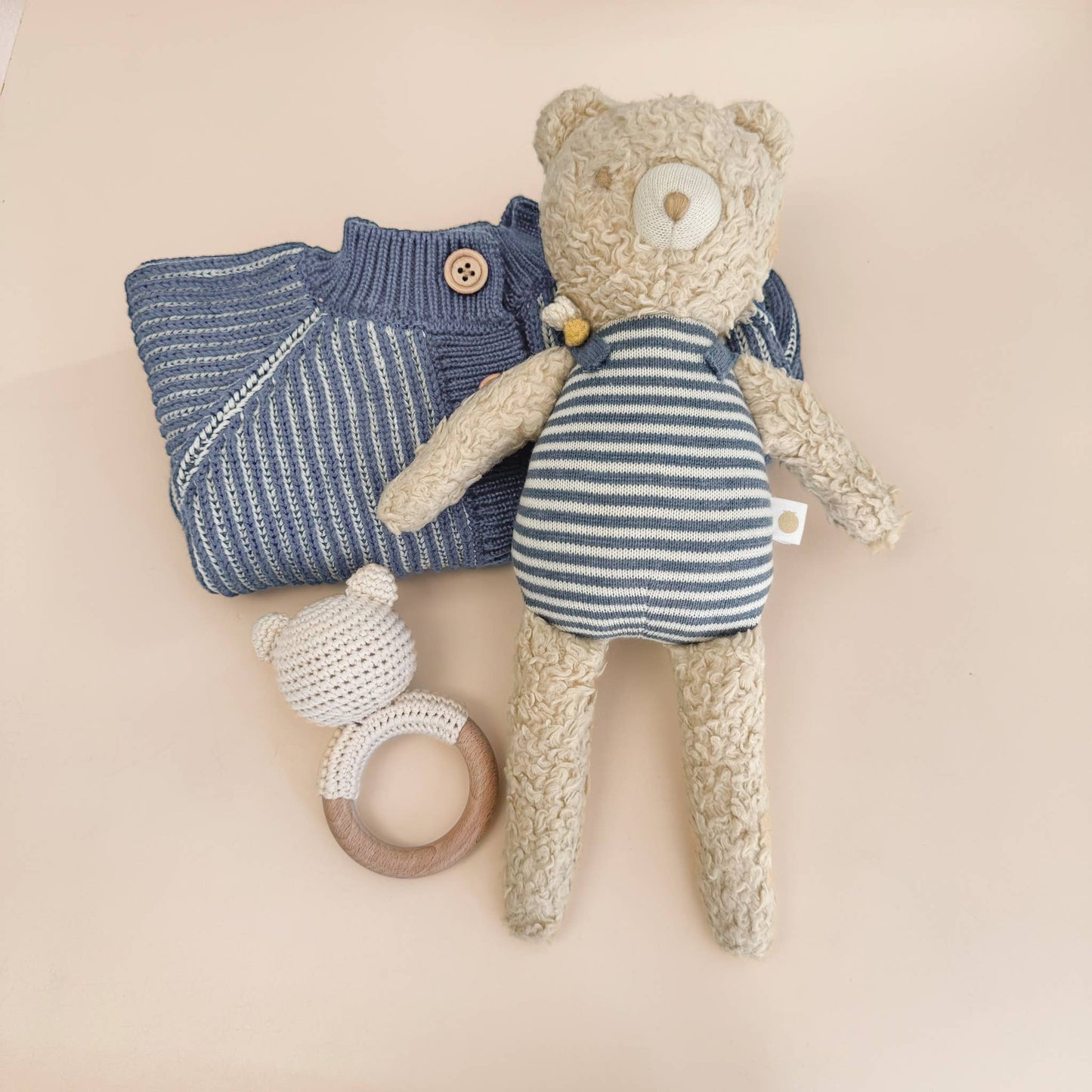The Blueberry Hill - Teether Bear Cotton Rattle Baby Newborn Gift Toy