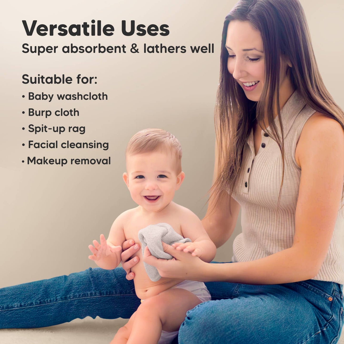 KeaBabies - 6-Pack Baby Wash Cloths