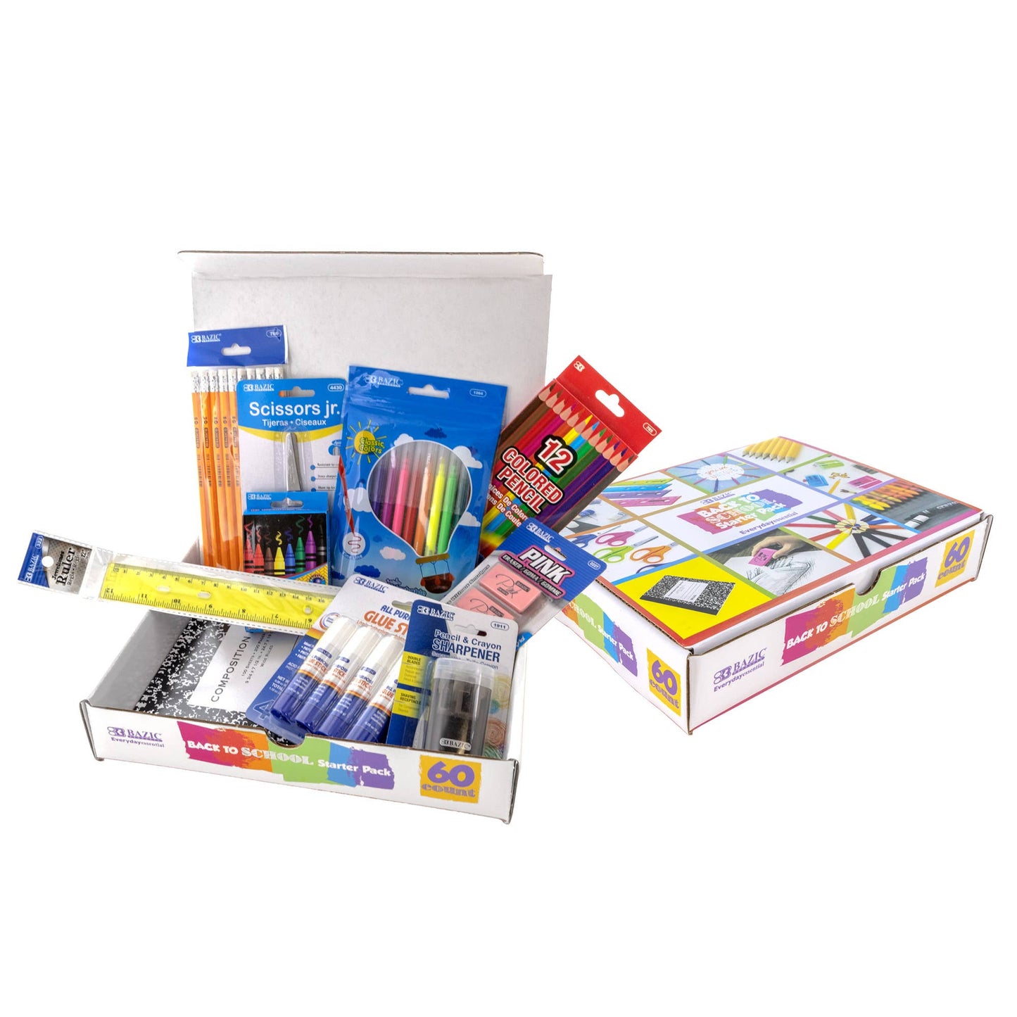 BAZIC Products - Back to School Starter Pack, 60 Pieces, Elementary