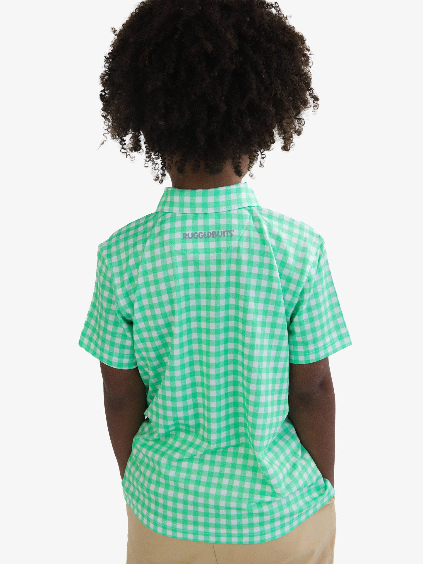 RuffleButts + RuggedButts - Boys Classic Spring Bud Gingham Knit Short Sleeve Performance Polo