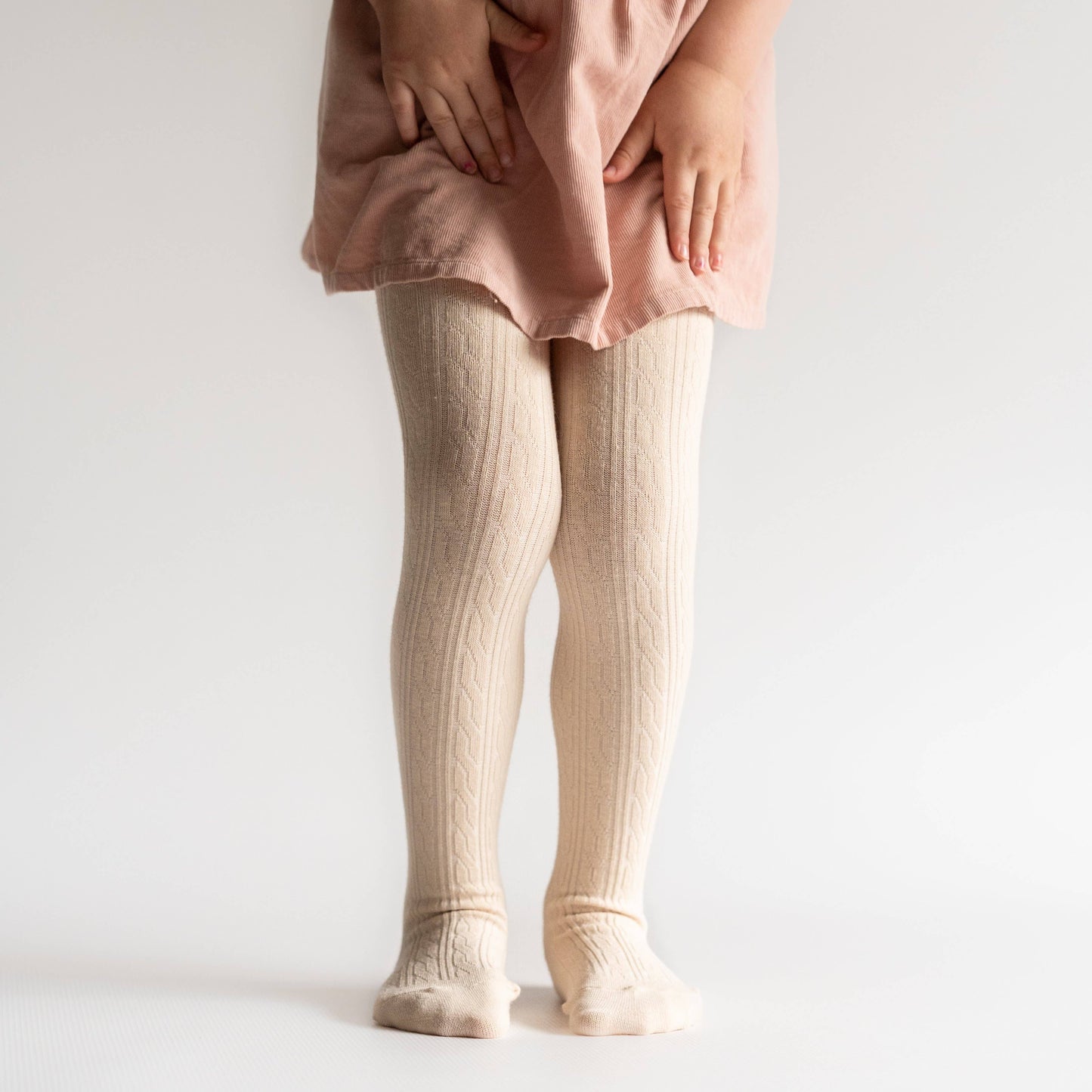 Vanilla Cable Knit Tights: 5-6 Years