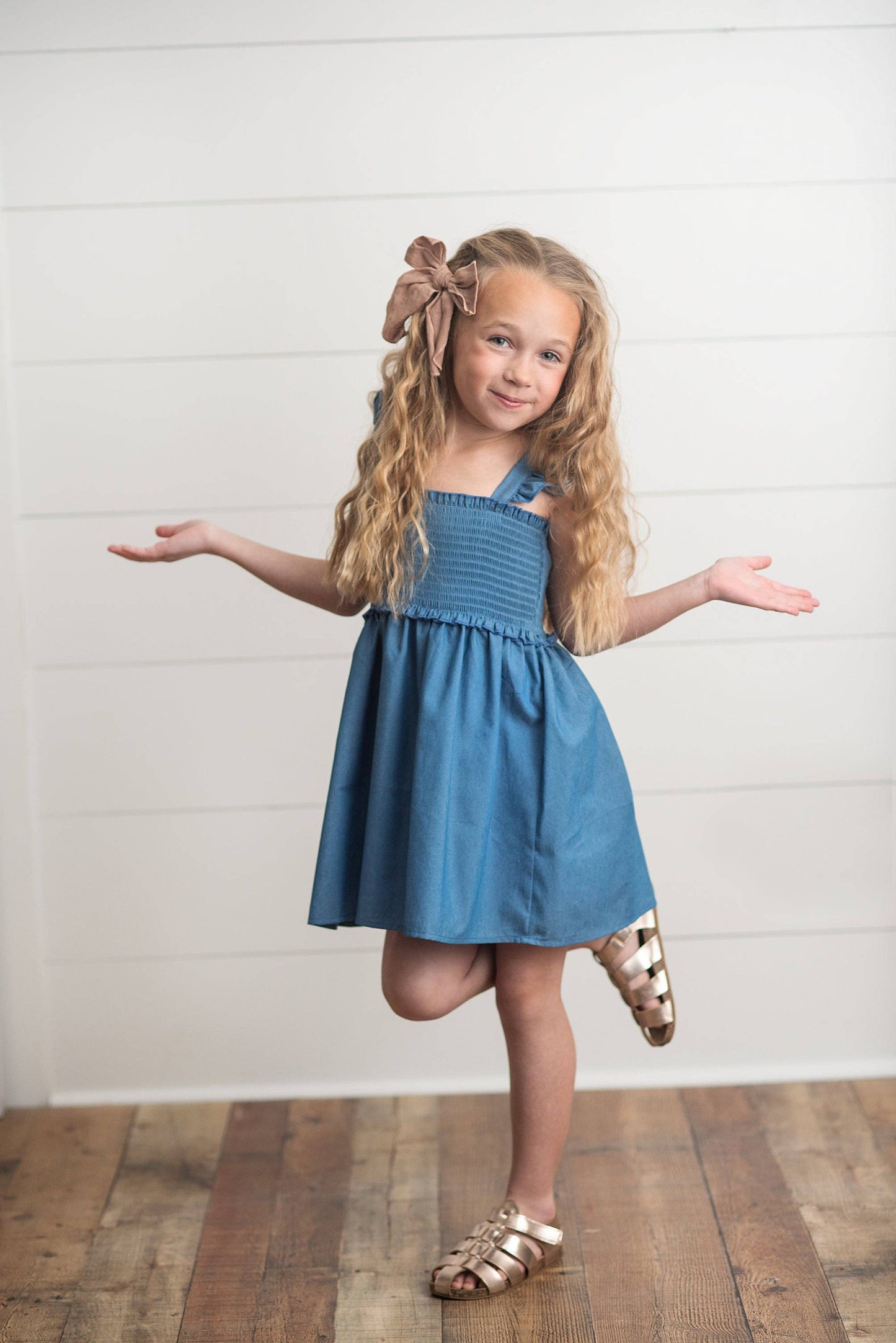 Adorable Sweetness - Girls Blue Shirred Ruffle Spring Summer