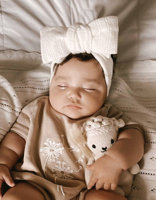 Luna + Luca - Luna + Luca Pointelle Bow Headband - White