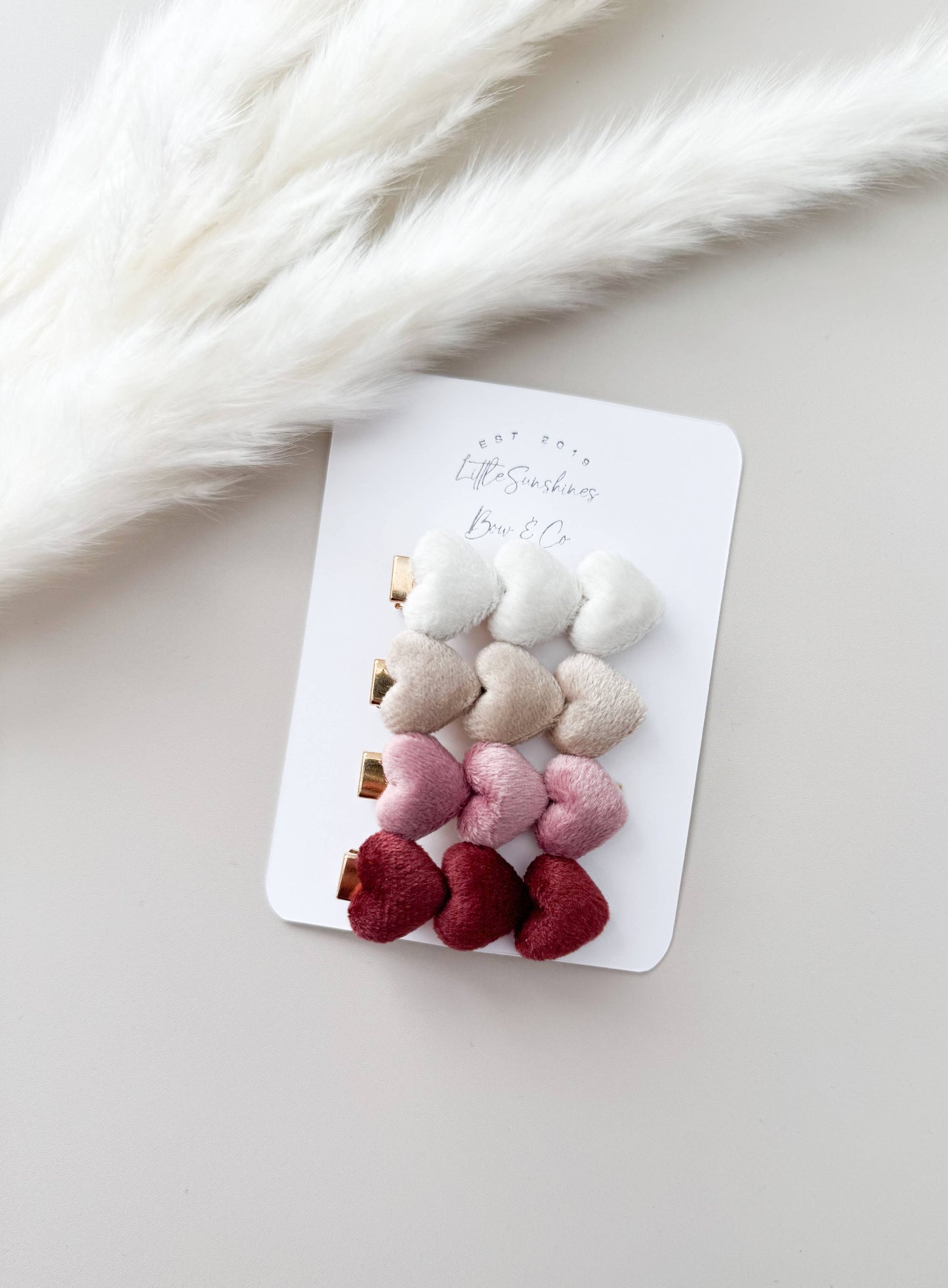 Little Sunshines Bow & Co - Velvet Heart Hair Clip Sets- Sets of 4