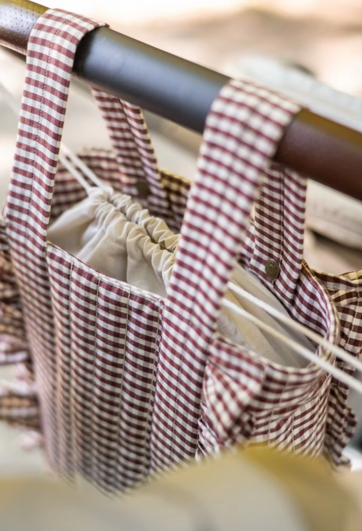 Luli & Sage - The Gingham Stroller Bag (Vintage Cranberry)