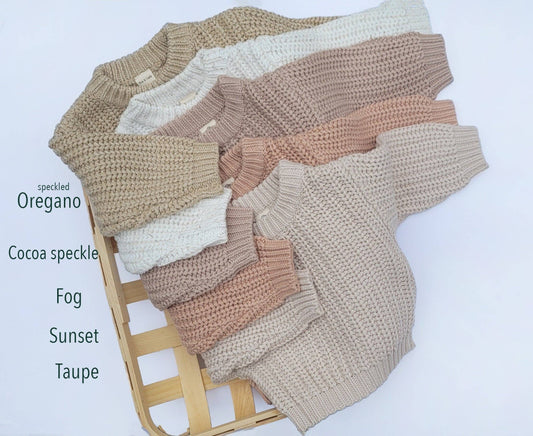 OLIVE & CRADLE - KIDS Chunky Knit Braided Sweater Cotton