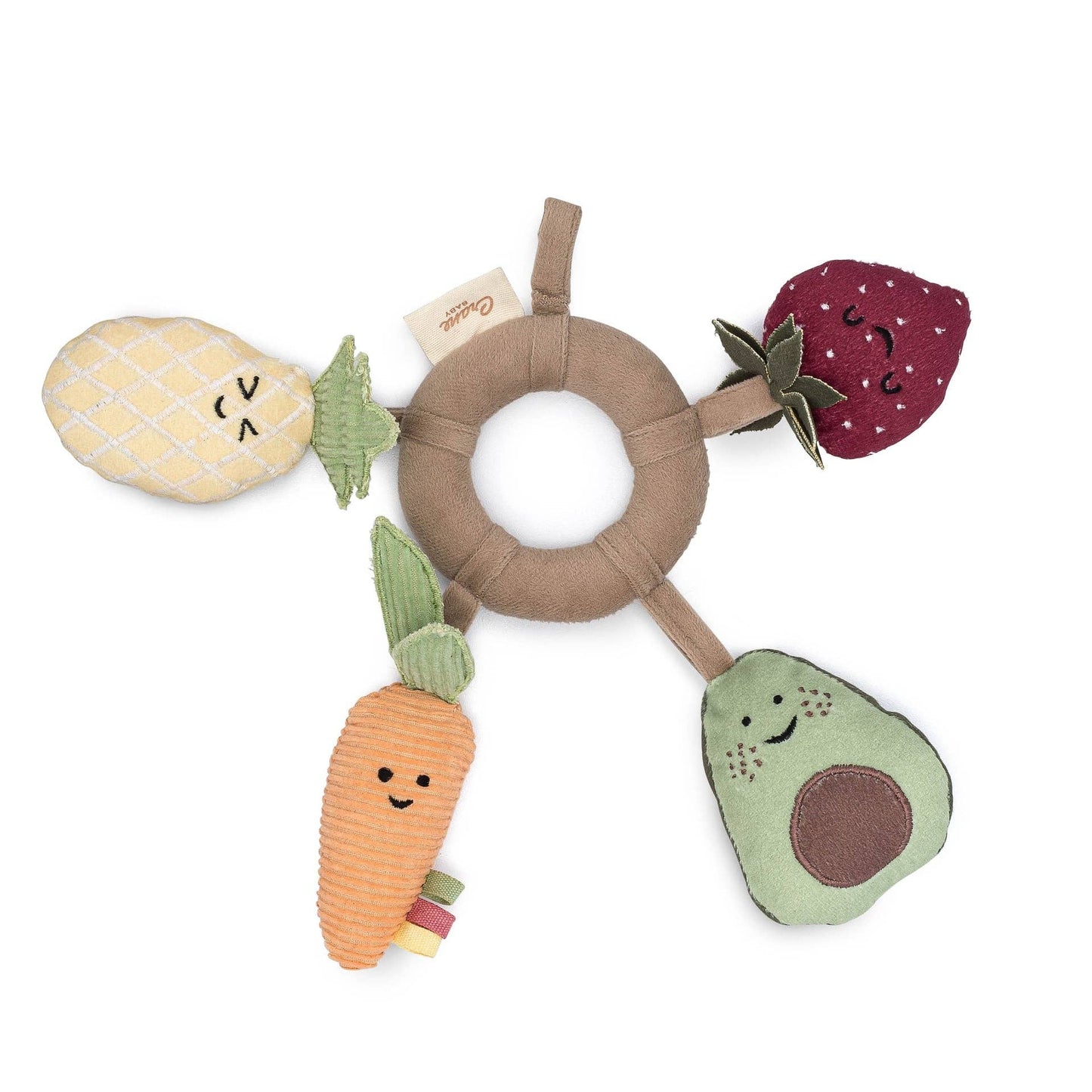 Crane Baby - Clementine Fruits & Veggies Soft Plush Activity Ring