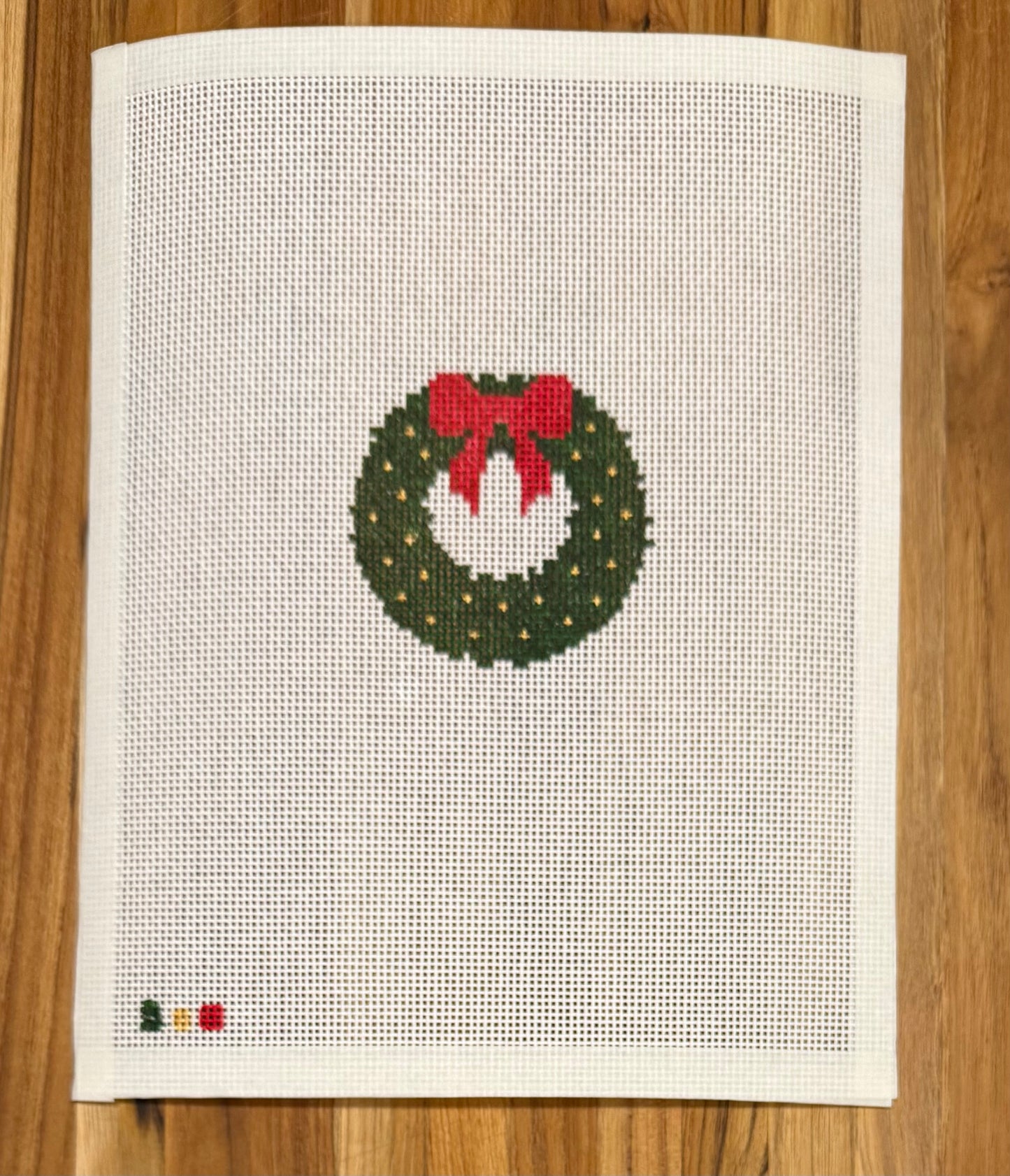 Marie Claire Custom Hand-Painted Needlepoint Canvas - Holiday Wreath