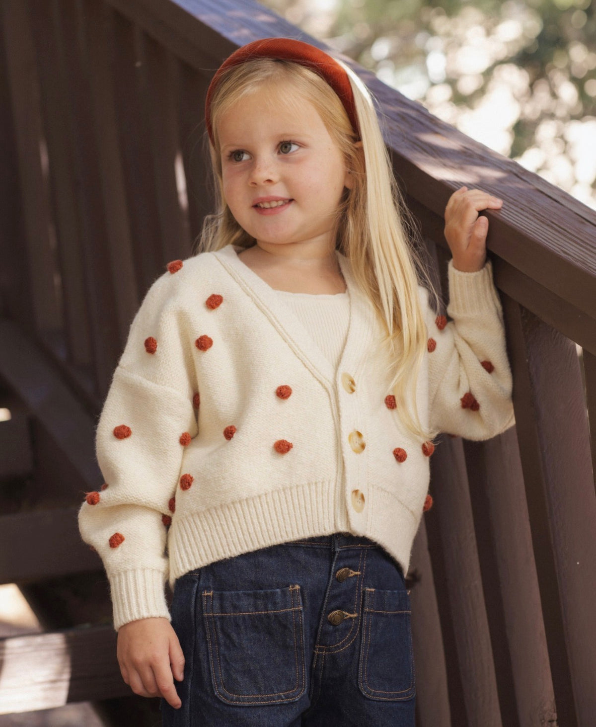 Rylee + Cru - Boxy Crop Cardigan - Ruby Bobble