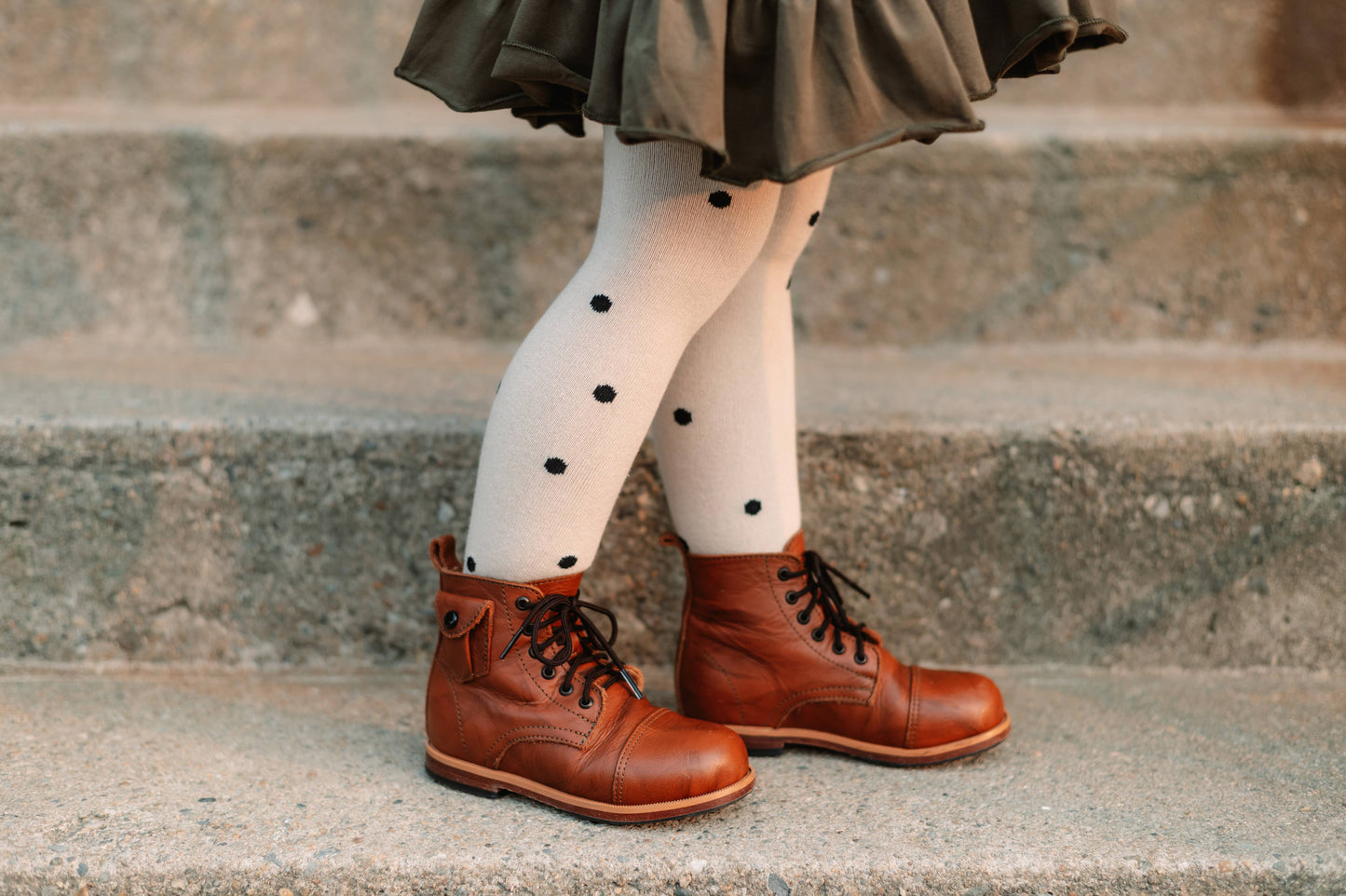 Little Stocking Co. - Vanilla Dot Knit Tights