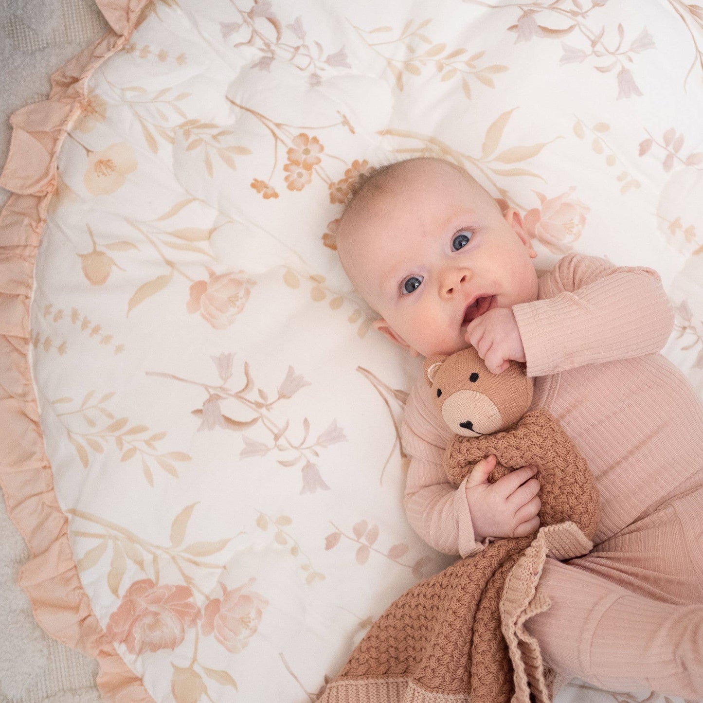 Crane Baby - Violet Knitted Teddy Bear Lovie Blanket