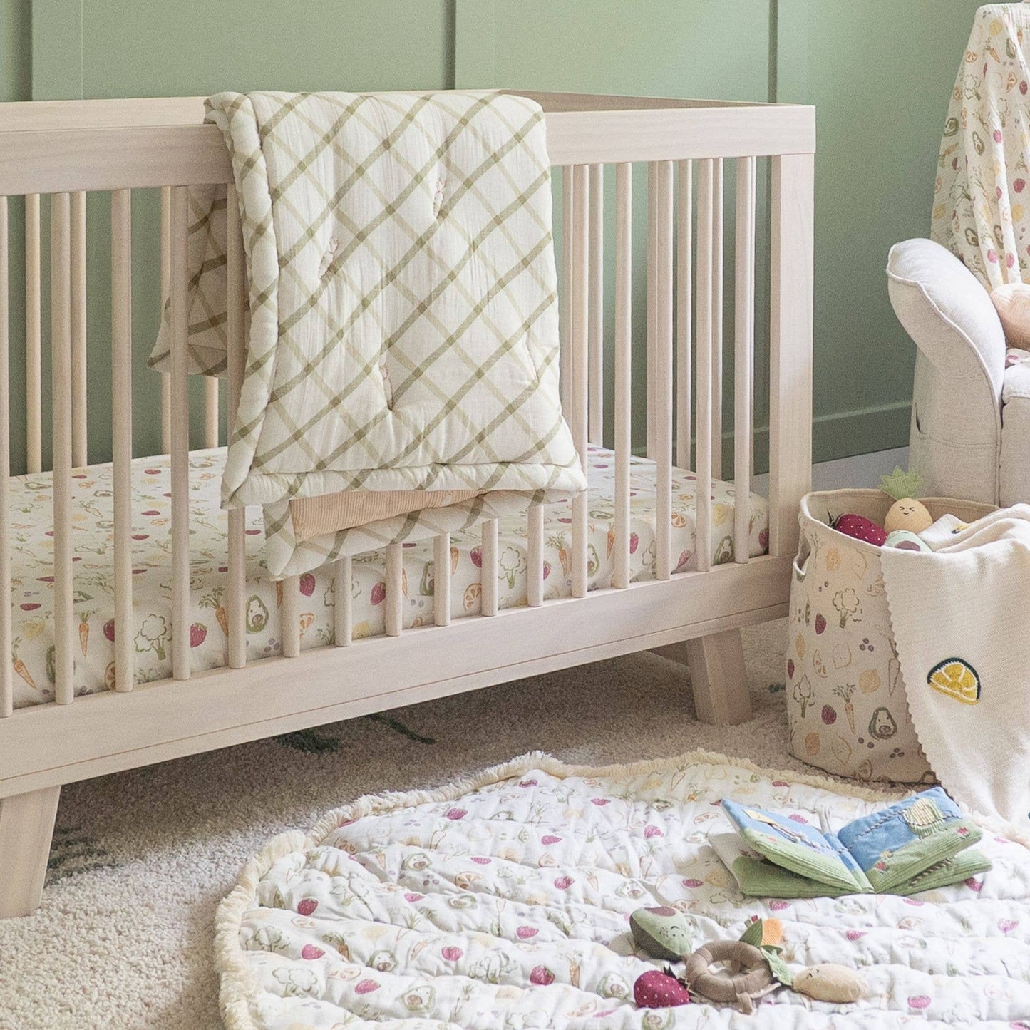 Crane Baby - Clementine Fruits & Veggies Cotton Quilted Blanket