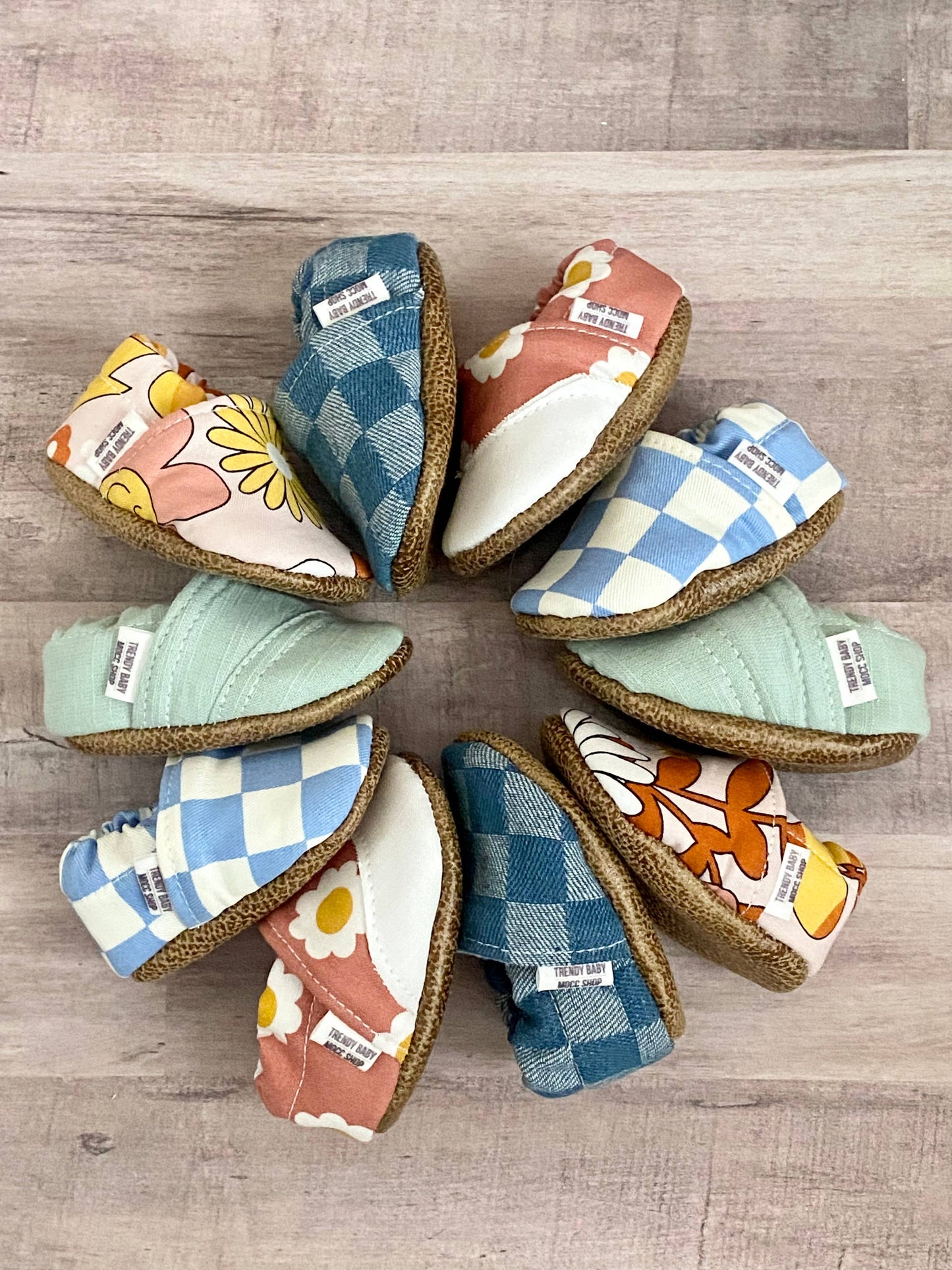 Trendy Baby Mocc Shop - Blue and White Checkered