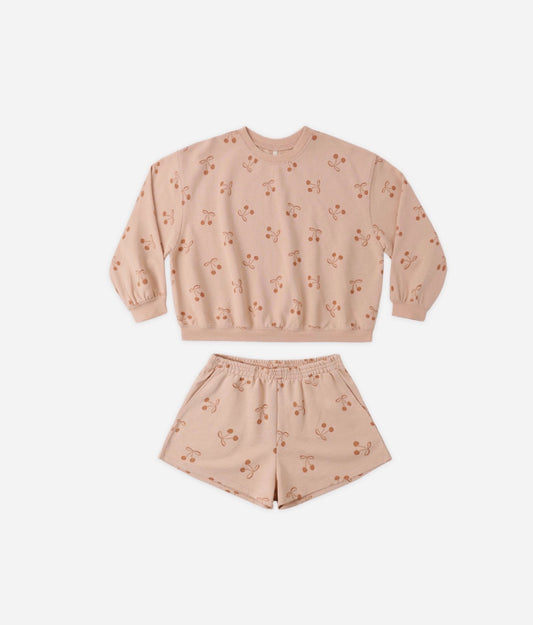 Rylee + Cru - Summer Terry Set Cherry Bows