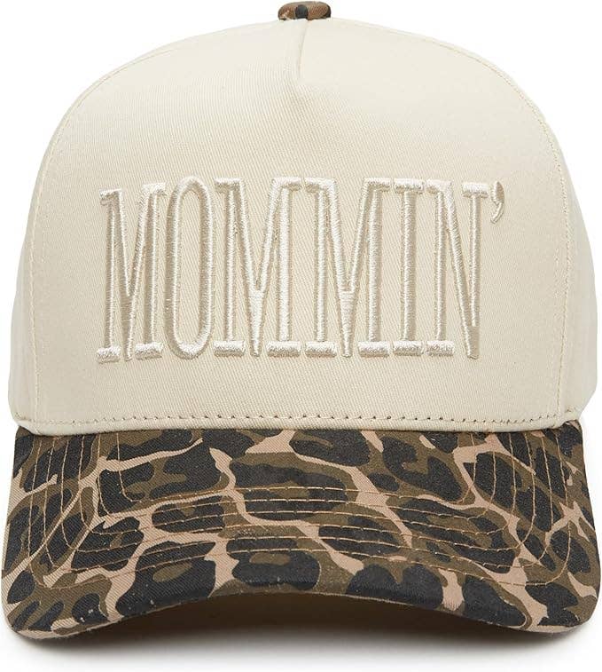 Funky Junque - Two Tone Embroidered Cap: Mommin - Leopard/Beige