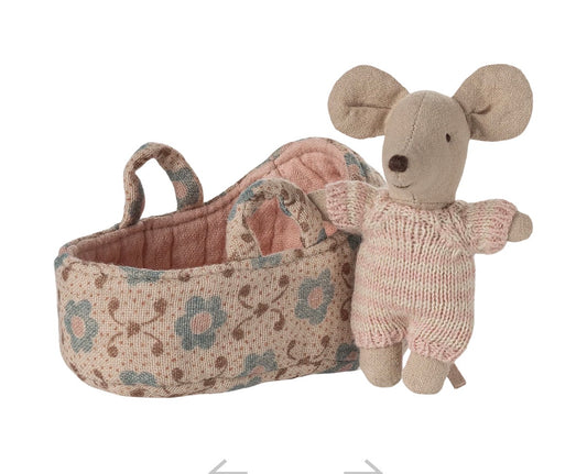 Maileg - Baby Mouse in Carrying Cot