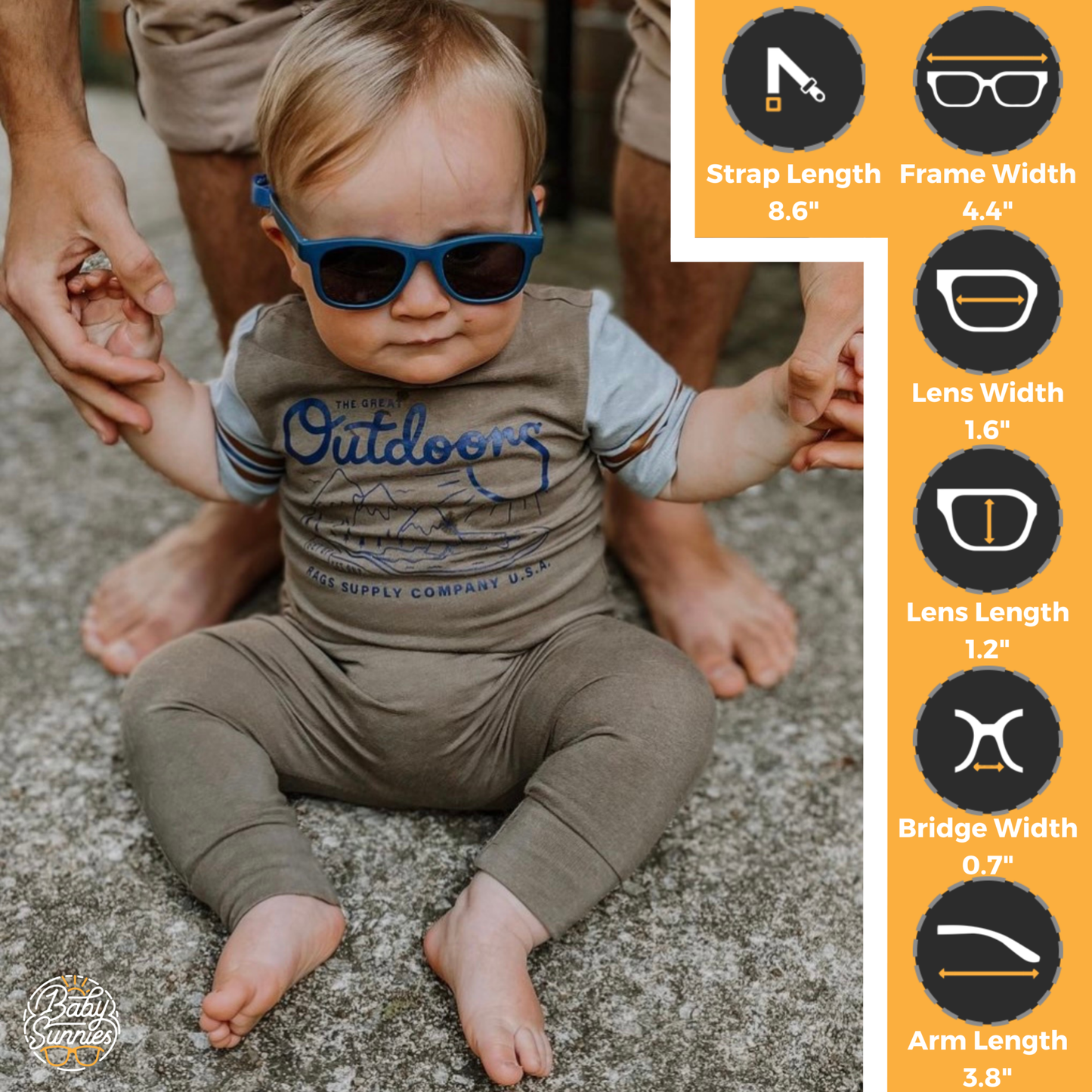 Baby Sunnies - Navy Blue Flexible Polarized Baby Sunglasses with Strap 0-24 Months