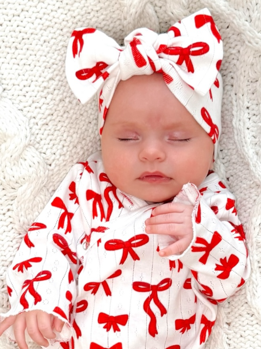 SIIX Collection - Red Bows / Organic Pointelle Bow