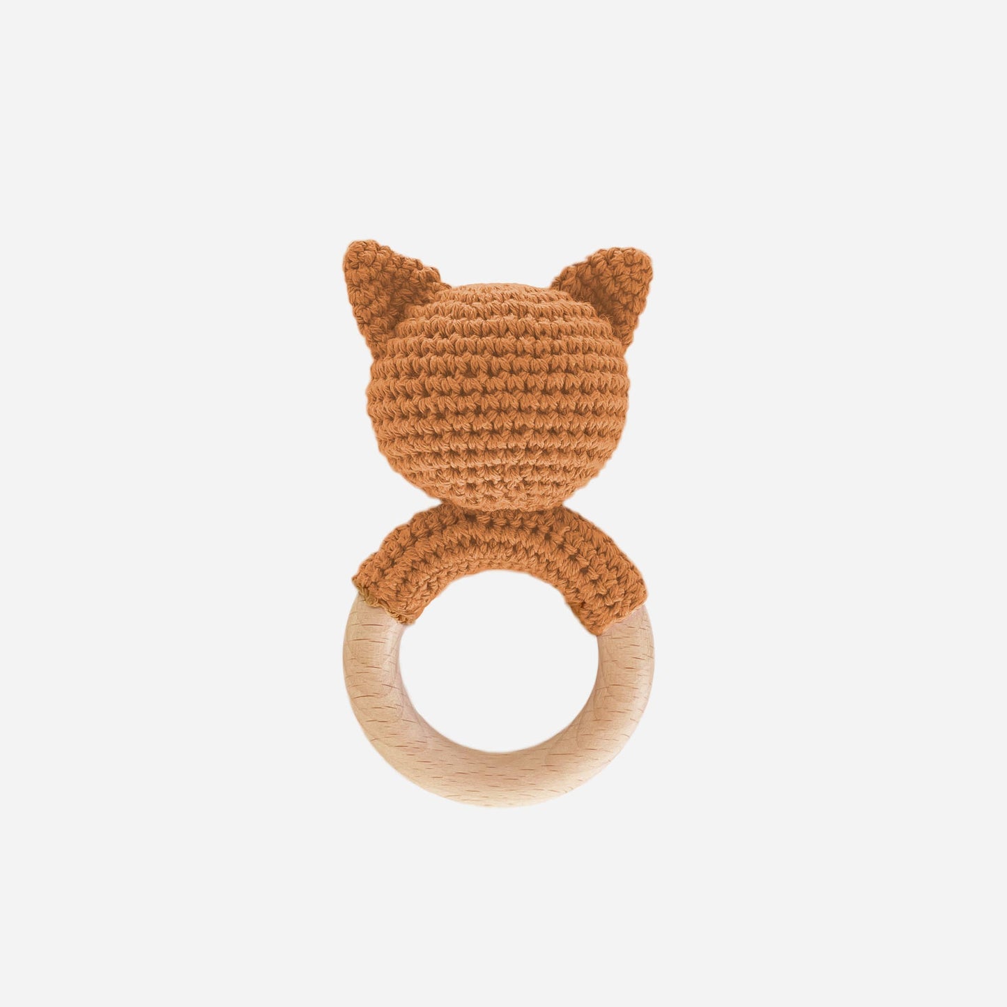 The Blueberry Hill - Teether Fox Cotton Rattle Clay Baby Gift Crochet Spring
