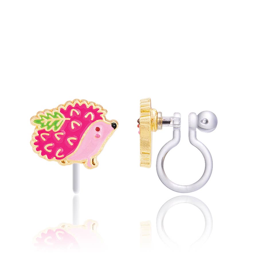 Girl Nation - CLIP ON Cutie Earrings | Prickly Pink Hedgehog