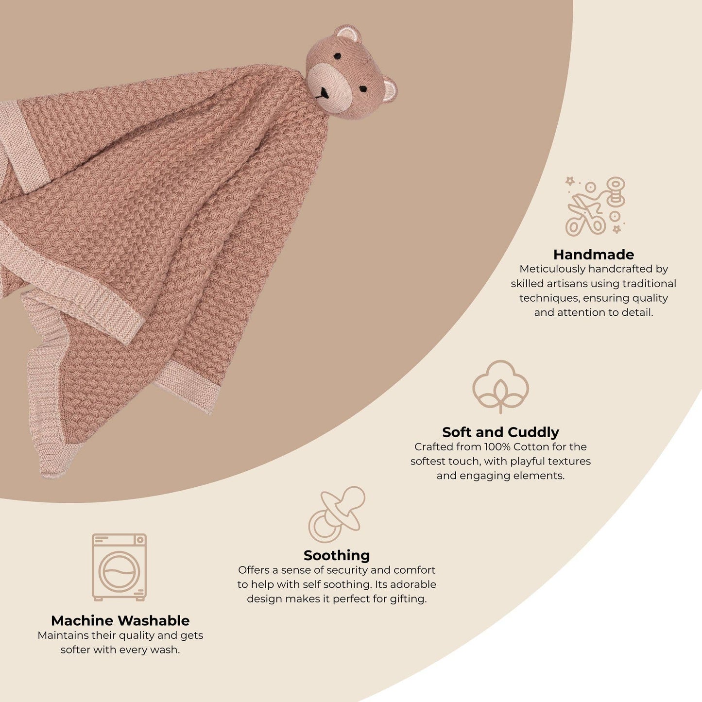Crane Baby - Violet Knitted Teddy Bear Lovie Blanket