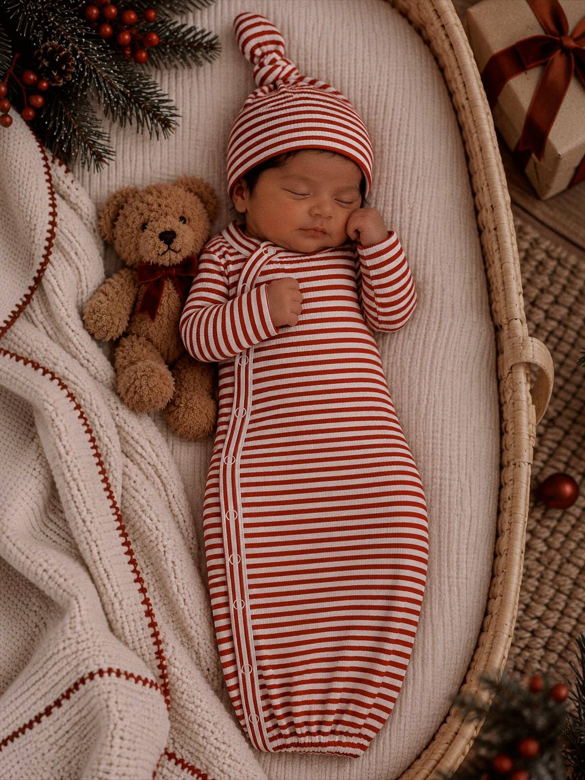 SIIX Collection - Red Stripe / Ribbed Gown