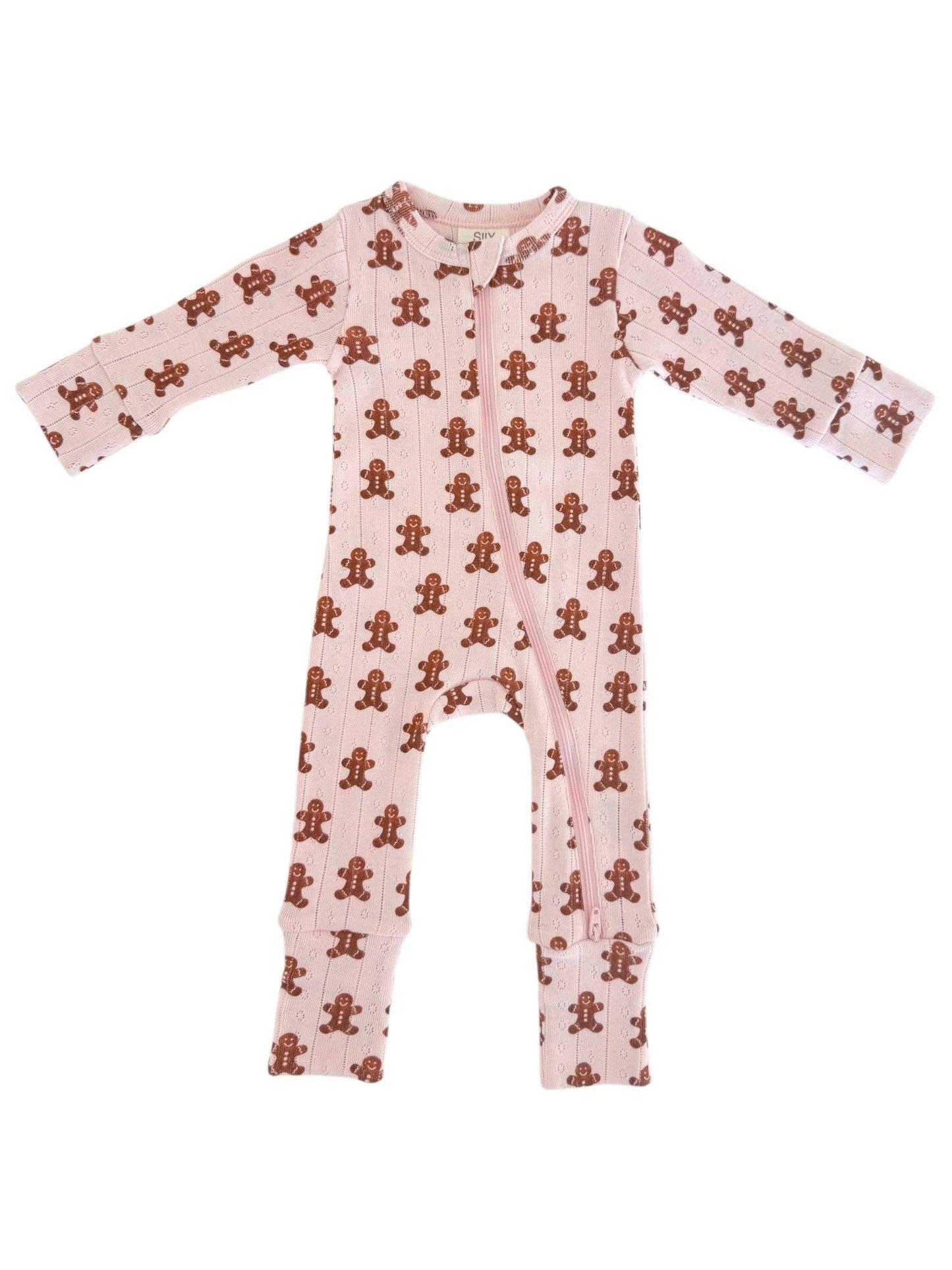 SIIX Collection - Blush Gingerbread / Organic Pointelle 2-Way Zip Romper