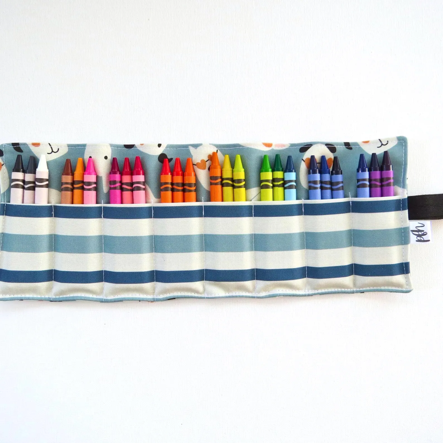 PaperFromHeaven - Puppy Crayon Roll – Handmade Dog Print Travel Art Kit