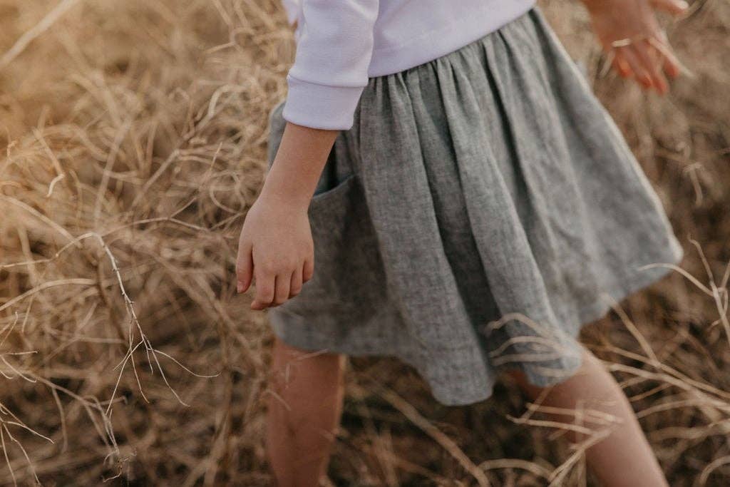Tate & Adele - Rory Skirt with large side seam pockets and elastic waist