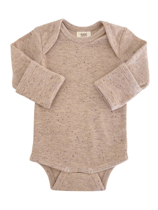 SIIX Collection - Tan Speckle / Long Sleeve Bodysuit