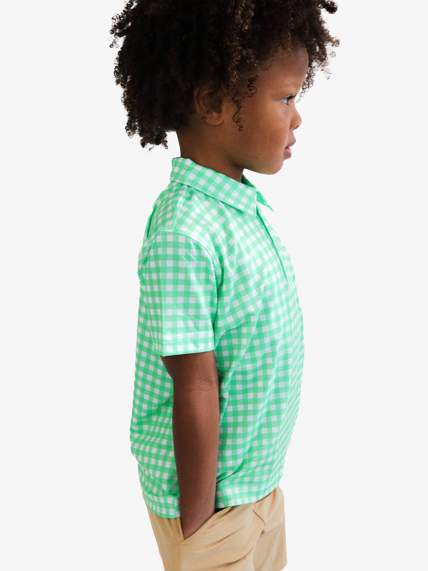 RuffleButts + RuggedButts - Boys Classic Spring Bud Gingham Knit Short Sleeve Performance Polo