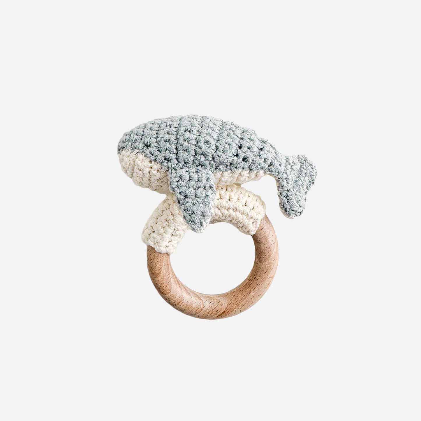 The Blueberry Hill - Teether Whale Cotton Crochet Rattle Baby Gift Spring Summer