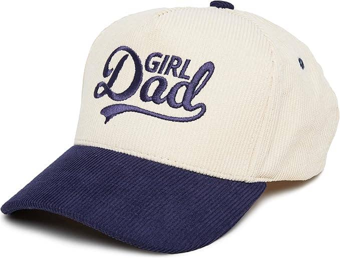 Funky Junque - Two Tone Corduroy Hat - Girl Dad - Navy/Beige