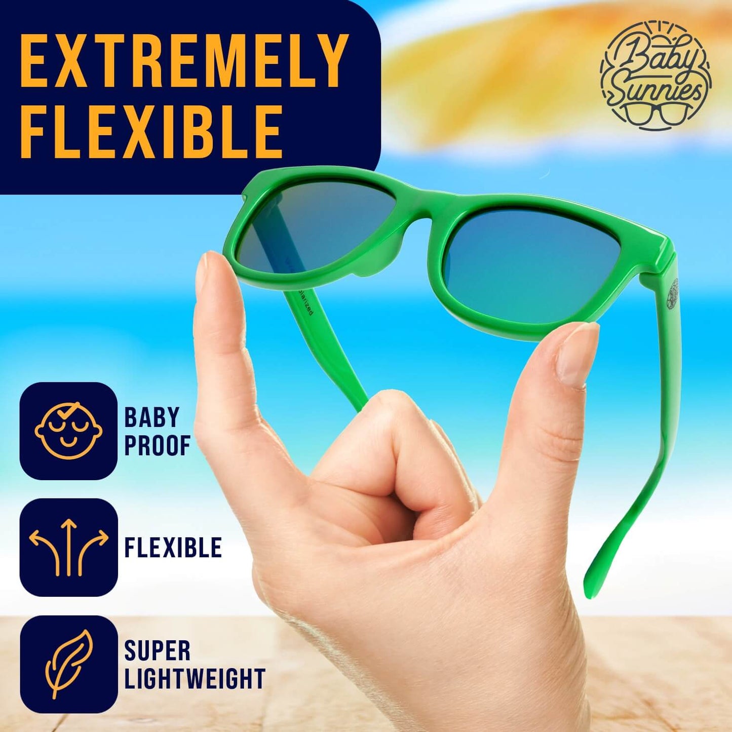 Baby Sunnies - Neon Green Polarized Baby Sunglasses 3-8 Years