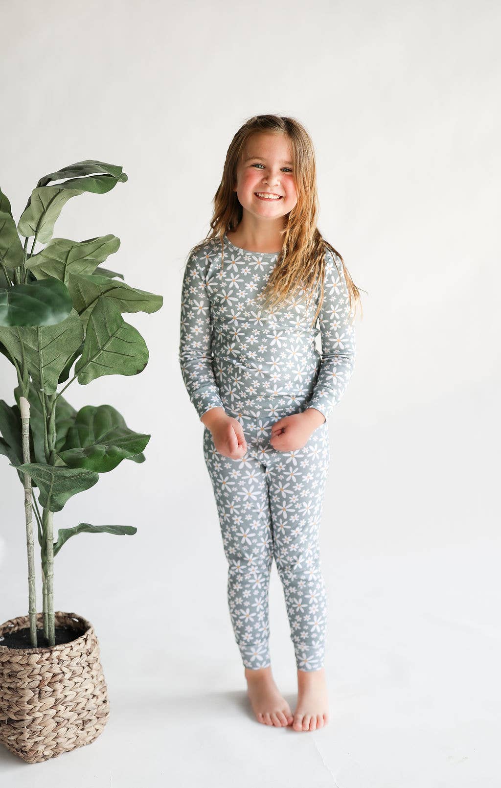 Gaia Baby Goods - Organic Cotton Baby / Toddler Pajamas in Daisy Floral Print