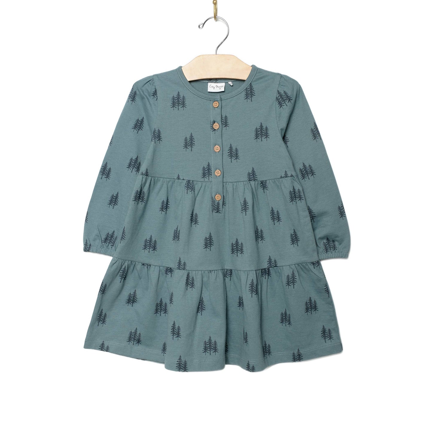 City Mouse Studio - Tiered Henley Dress- Twilight Forest