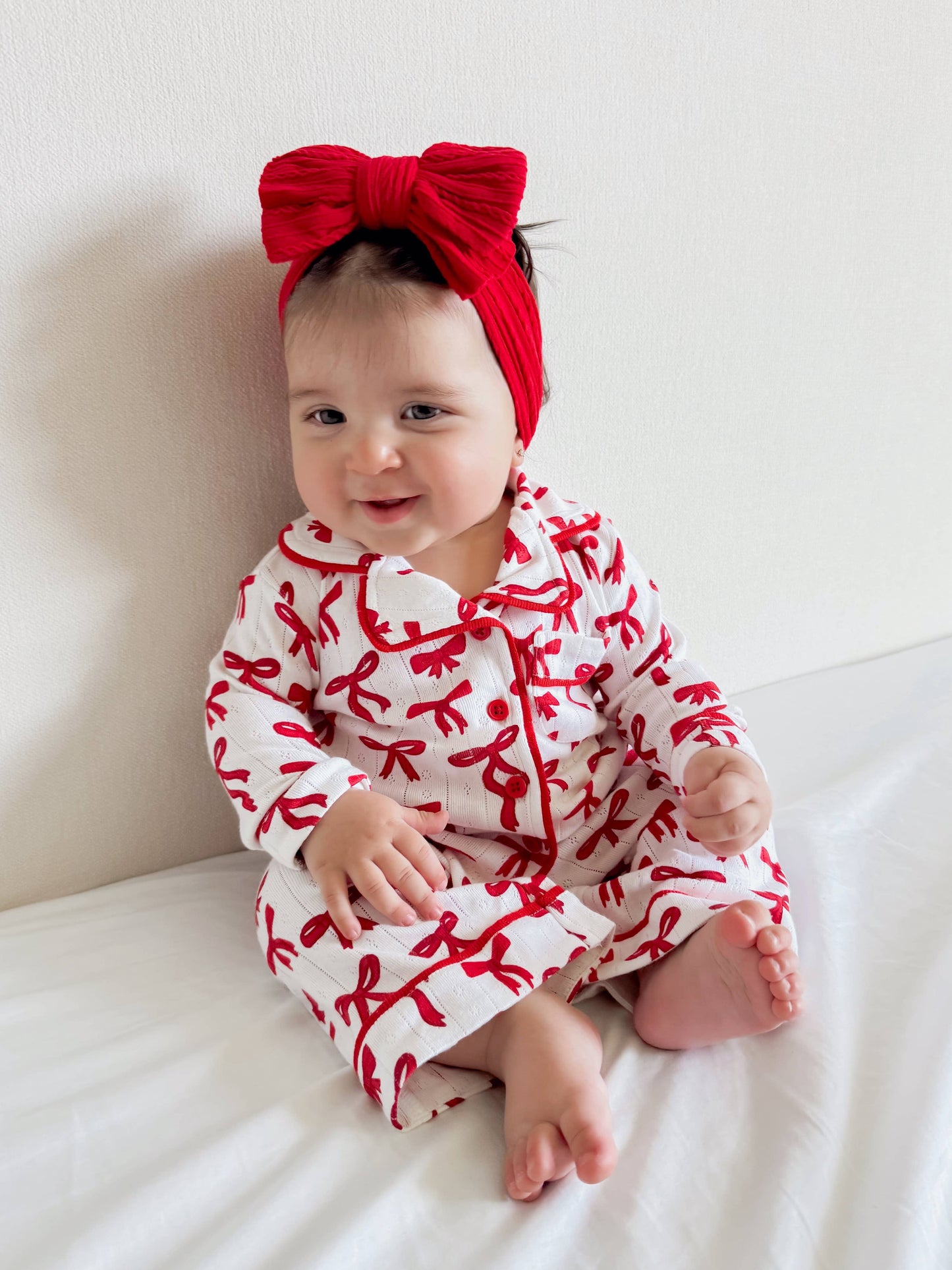 SIIX Collection - Red Bows / Organic Pointelle Lounge Set