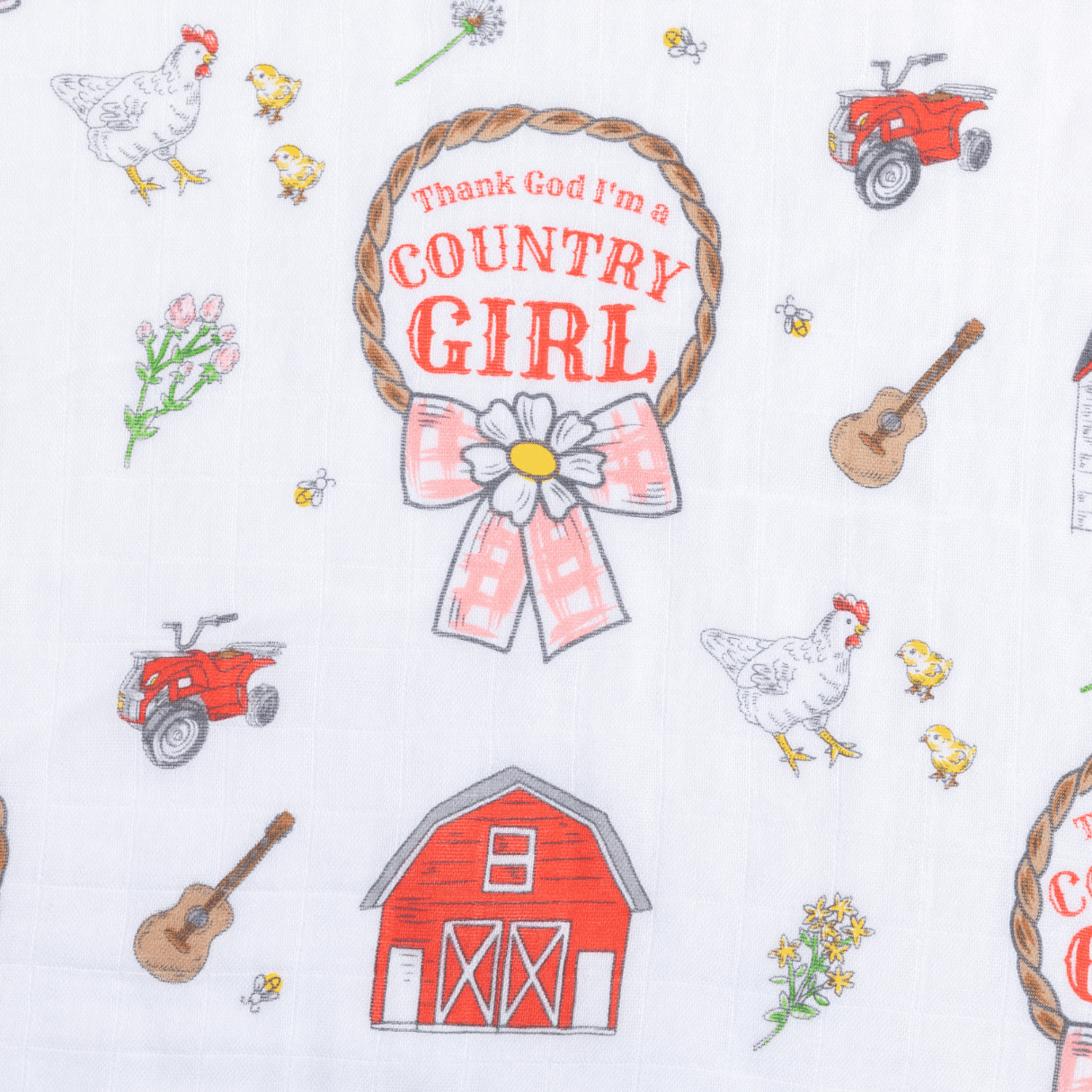 Little Hometown - Country Baby Girl Burp Cloth and Bib 2 in 1  Absorbent and Gentle on Newborn Skin