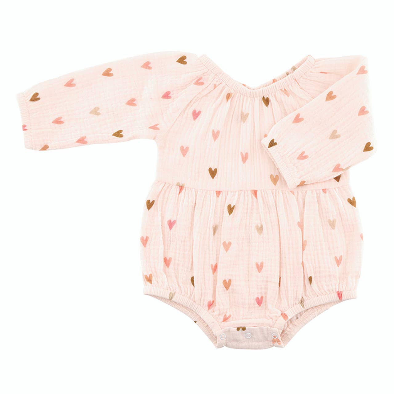 Stephan Baby by Creative Brands - Long Sleeve Muslin Romper - Hearts