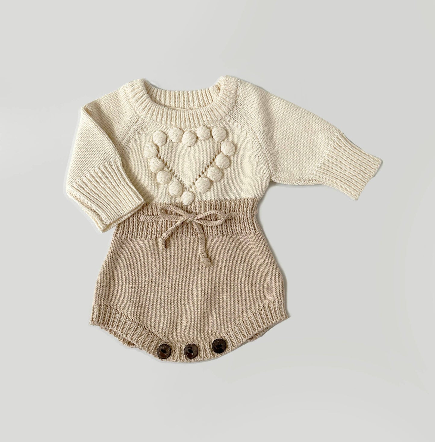 OLIVE & CRADLE - Cream Heart Romper Set