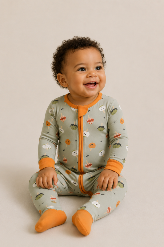 The Honey and Bro Co. - Monster Munch Zinza™ Tencel Convertible Zippy Pajama